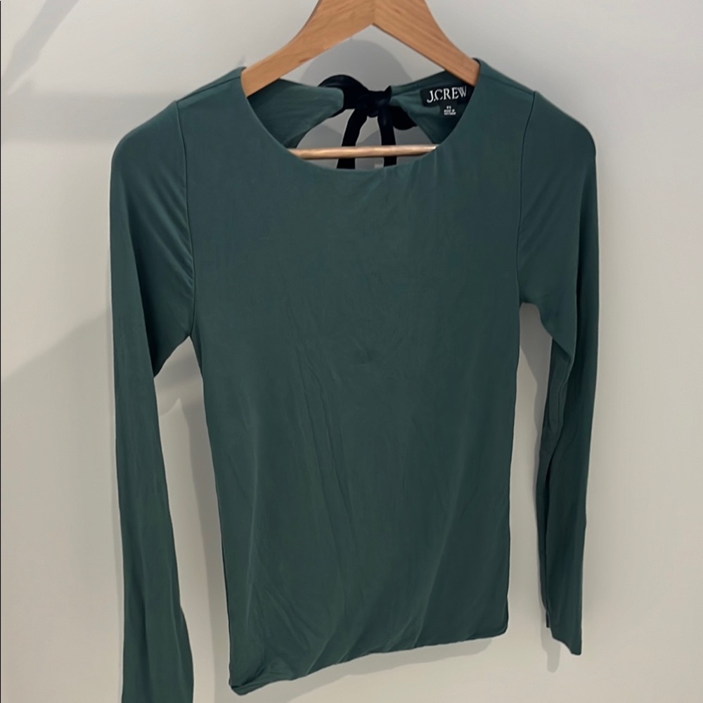 Velvet tie in back. J Crew long sleeved top